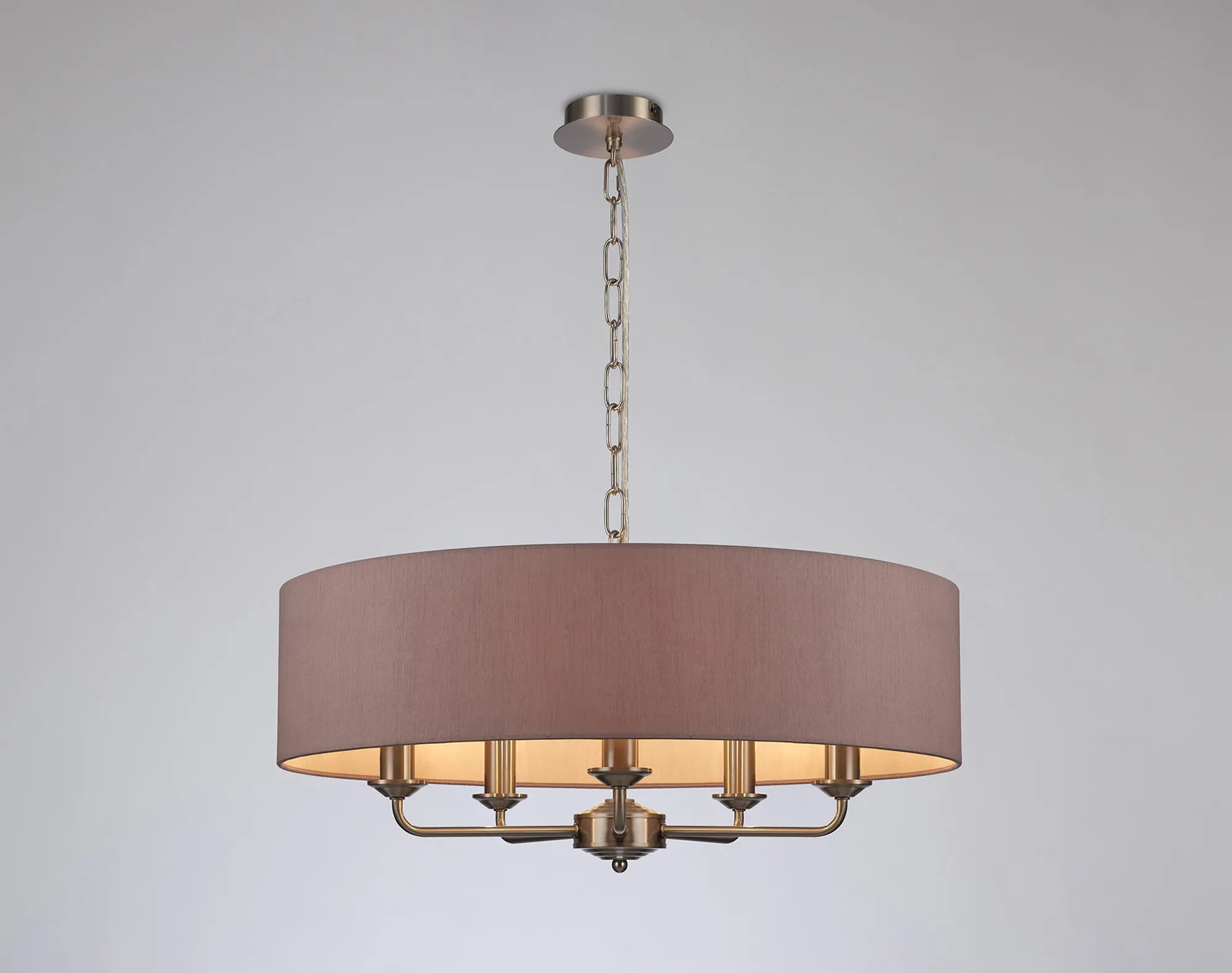 Banyan 60cm 5 Light Pendant Satin Nickel, Taupe/Halo Gold DK0069  Deco Banyan SN TA
